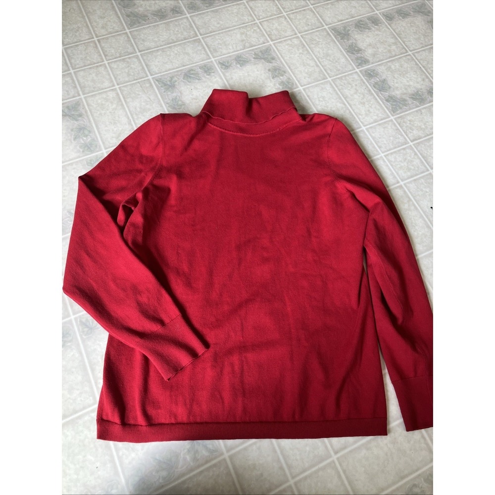 Talbots Sweater Womens Large Cotton Blend Red Turtleneck Pullover Long Sleeve‎